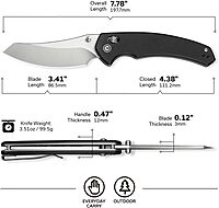 CIVIVI Sixgill Folding Pocket Knife for EDC, 3.41'' Blade