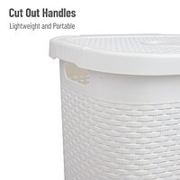 Mind Reader Slim Laundry Hamper with Lid, 50L Ventilated Plastic Wicker Basket