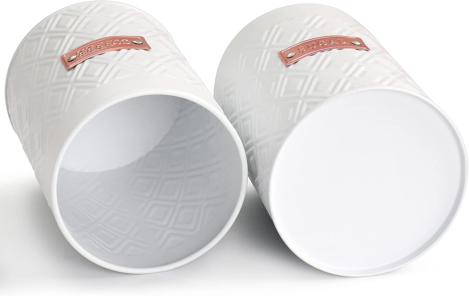 MegaChef 4 Piece Iron Canister Set in White