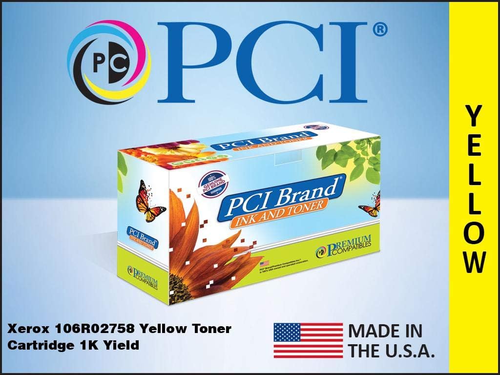 PCI Brand Compatible Toner Cartridge Replacement for Xerox 106R02758 Yellow Toner Cartridge 1K Yield