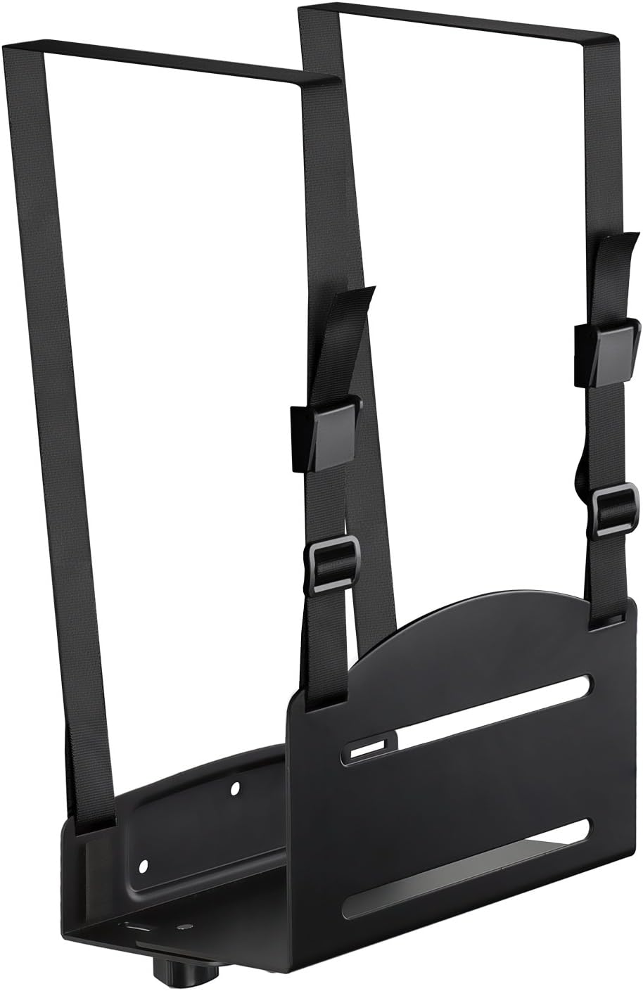 Mount-It! CPU Wall Mount Bracket, Desktop Computer Tower Holder with Safety Straps, Heavy Duty Size Adjustable CPU Holder, Steel, Black, 22 Lbs Capacity, Saves Floor and Desk Space