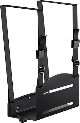 Mount-It! CPU Wall Mount Bracket, Desktop Computer Tower Holder with Safety Straps, Heavy Duty Size Adjustable CPU Holder, Steel, Black, 22 Lbs Capacity, Saves Floor and Desk Space