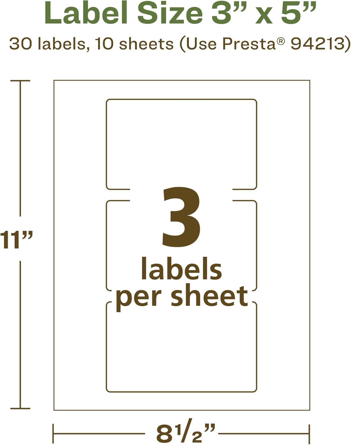 Avery EcoFriendly Matte White Recycled Rectangle Labels, 3" x 5", Print-to-The-Edge, Matte White Labels, Permanent Adhesive
