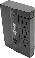 TRIPP LITE SWIVEL6 6-Outlet Surge Protector, 3 Rotatable Outlets, Direct Plug-In, Black