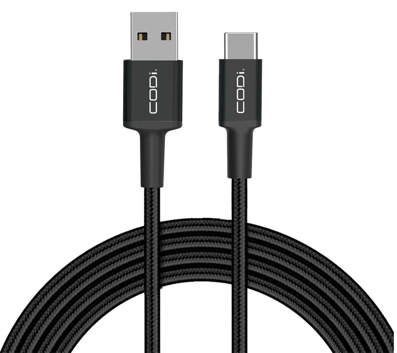 CODi 6ft USB-A to USB-C Charging Cable | Braided Nylon Fast Charge & Sync Cord | Durable Aluminum Housings for Android, Tablets, and More