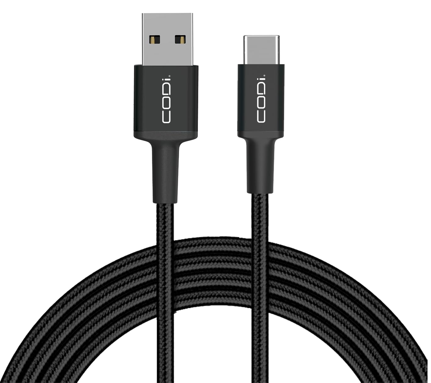 CODi 6ft USB-A to USB-C Charging Cable | Braided Nylon Fast Charge & Sync Cord | Durable Aluminum Housings for Android