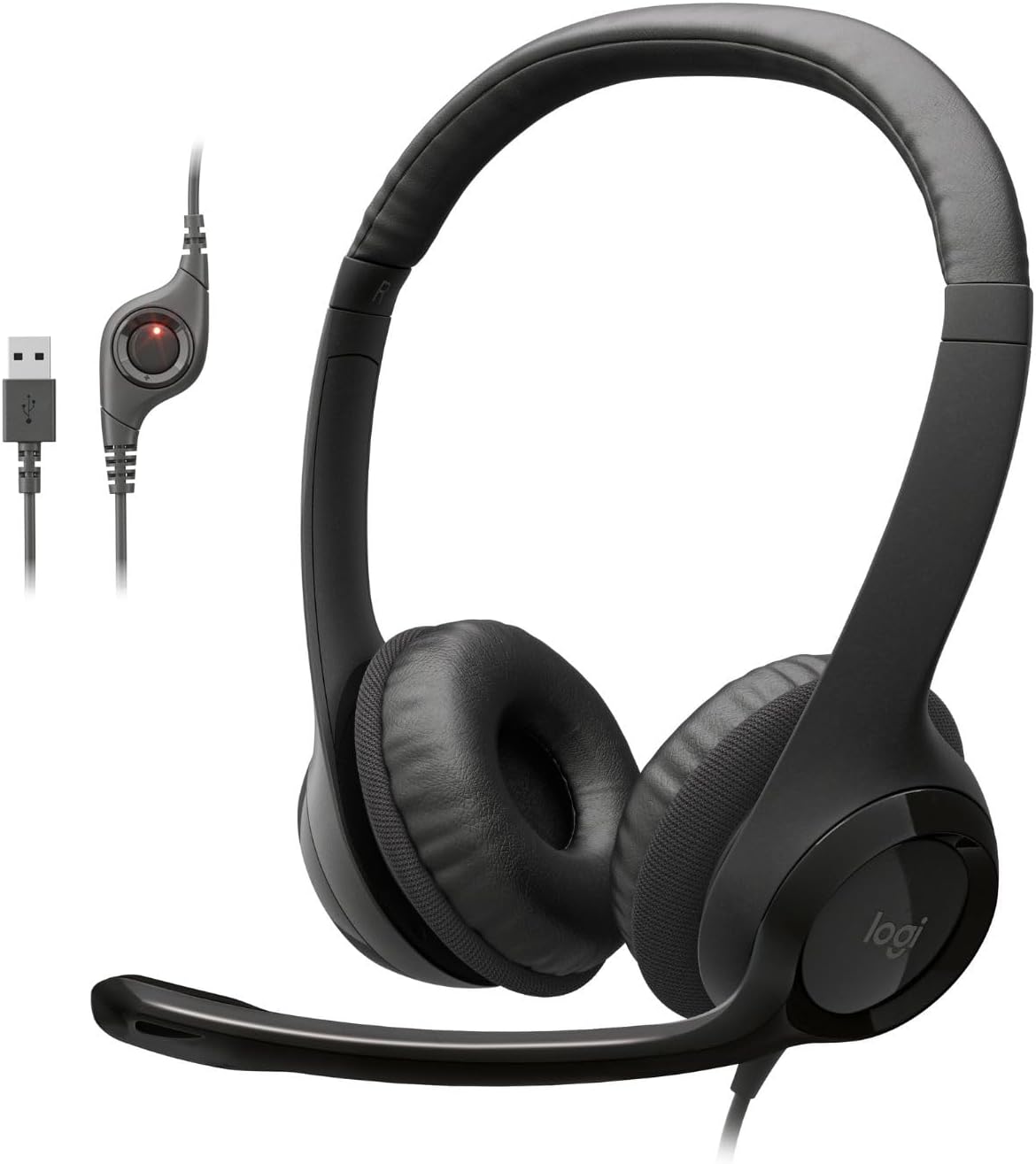 Logitech H390 Gaming Headphones, Wired Headphones with Mic, USB Headset with Microphone for PC