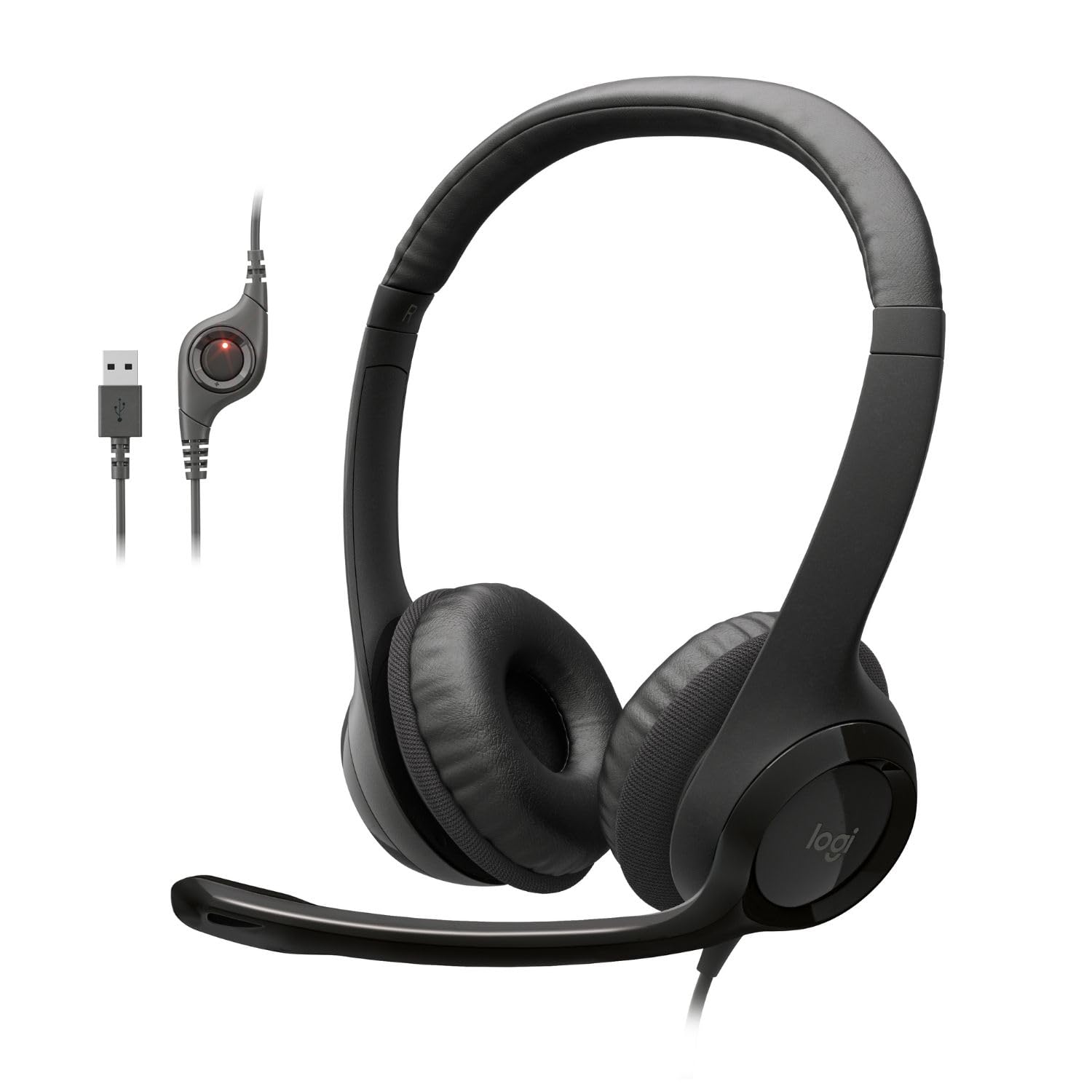 Logitech H390 Gaming Headphones, Wired Headphones with Mic, USB Headset with Microphone for PC
