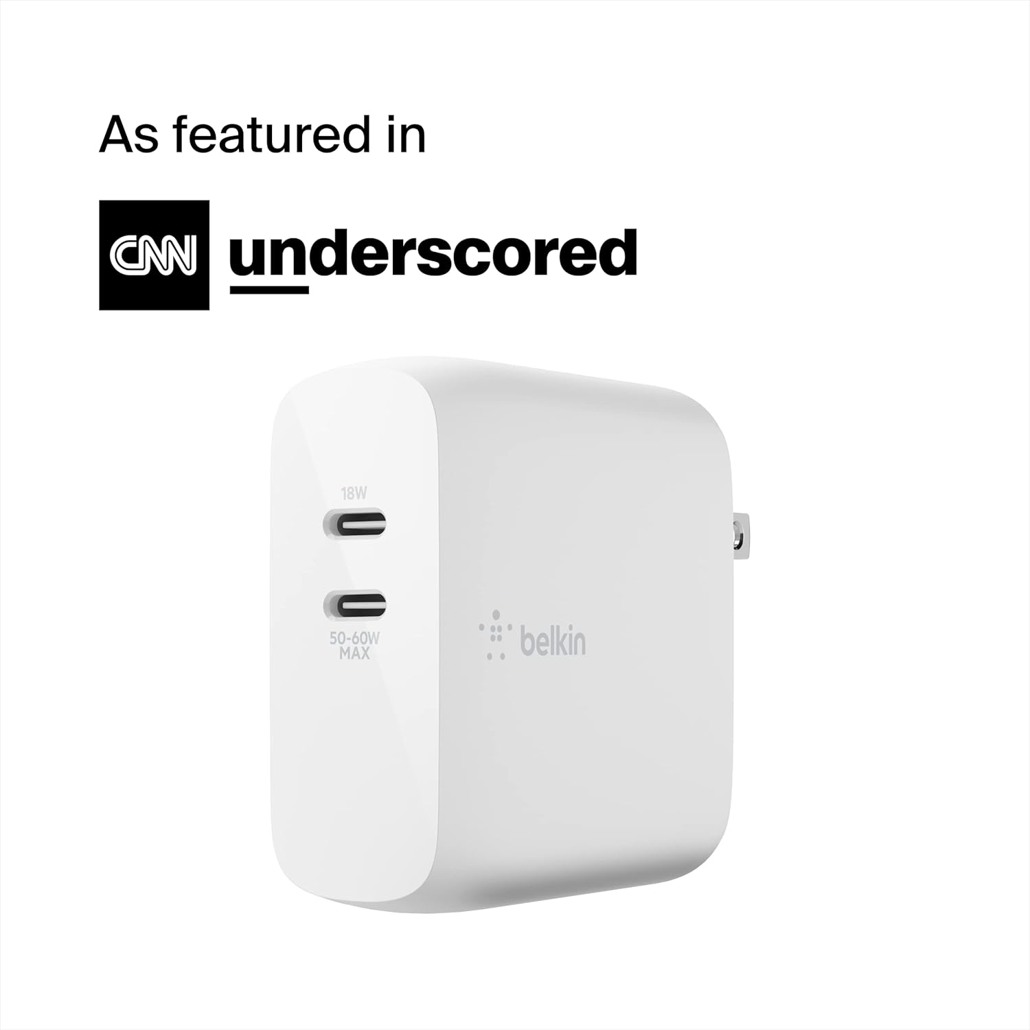 Belkin Dual Port USB C Charger Block 68W - GaN Fast Charging - Type C - USB-C PD Charge for Apple iPhone 16