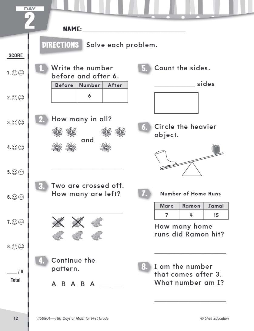 Shell Education 180 Days of Math for First Grade (180 Days of Practice)