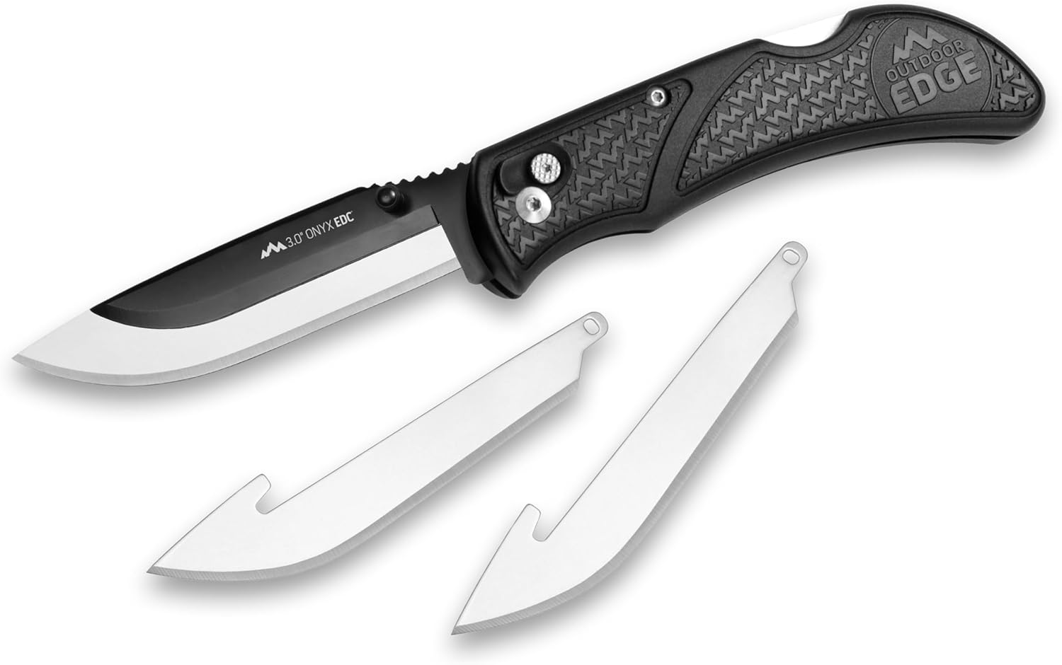 OUTDOOR EDGE Onyx EDC Folding Pocket Knife — Replaceable Blade System, Lockback and Pocket Clip