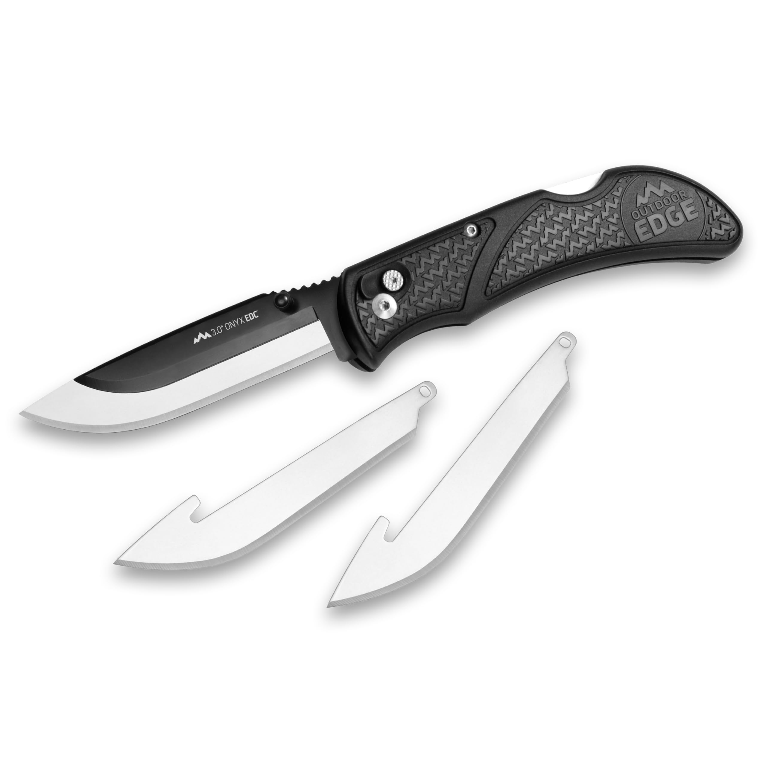 OUTDOOR EDGE Onyx EDC Folding Pocket Knife — Replaceable Blade System, Lockback and Pocket Clip