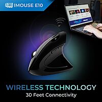 iMouse E10 - Vertical Ergonomic Optical 6-Button 2.4 GHz RF Wireless Mouse - Right Hand Orientation, Black