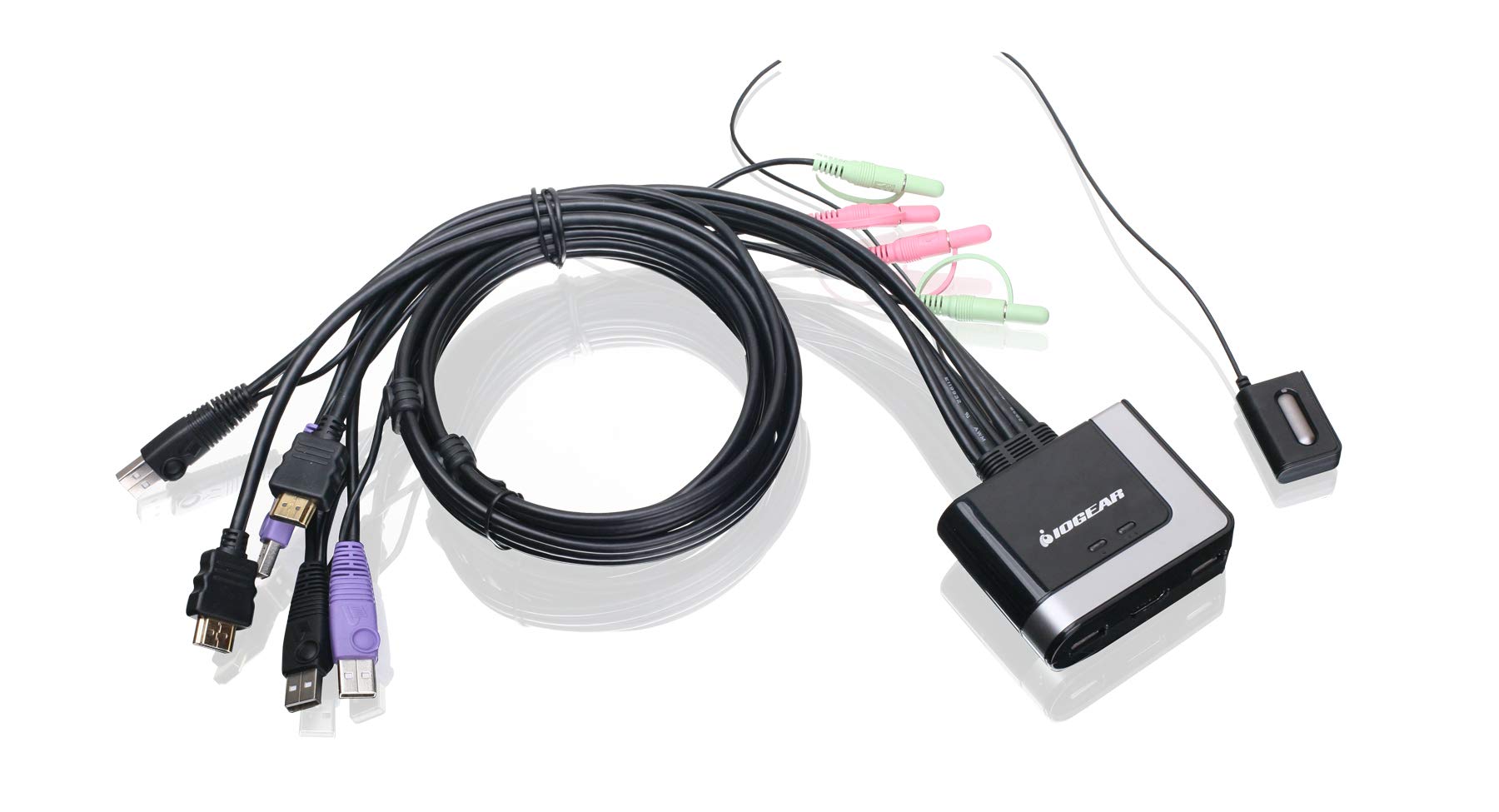 IOGEAR 2-Port USB Cable KVM Switch with Audio, Plug n Play