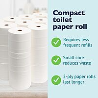 Morcon M1000 Compact Small Core Coreless Alternative, Premium Bath Tissue Roll, High Capacity Commercial Toilet Paper 2 Ply