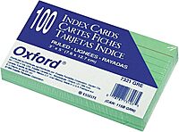 Oxford Ruled Color Index Cards, 3" x 5", Green, 100 Per Pack (7321 GRE)