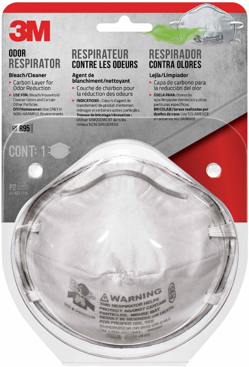 3M 8246 Household Cleanser Odor Respirator,R95 Non-Valved, Disposable Respirator, 1-Pack