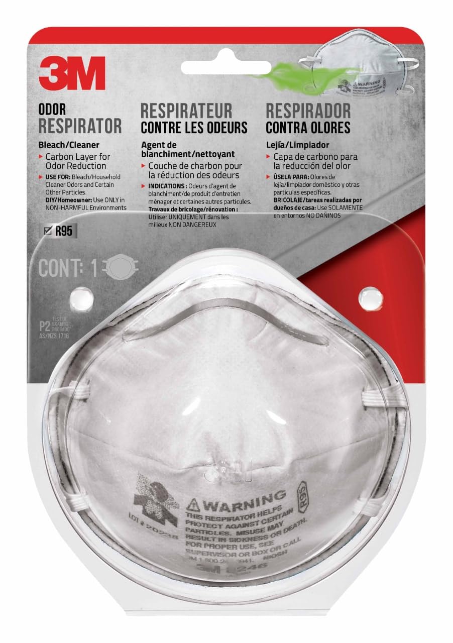 3M 8246 Household Cleanser Odor Respirator,R95 Non-Valved, Disposable Respirator, 1-Pack