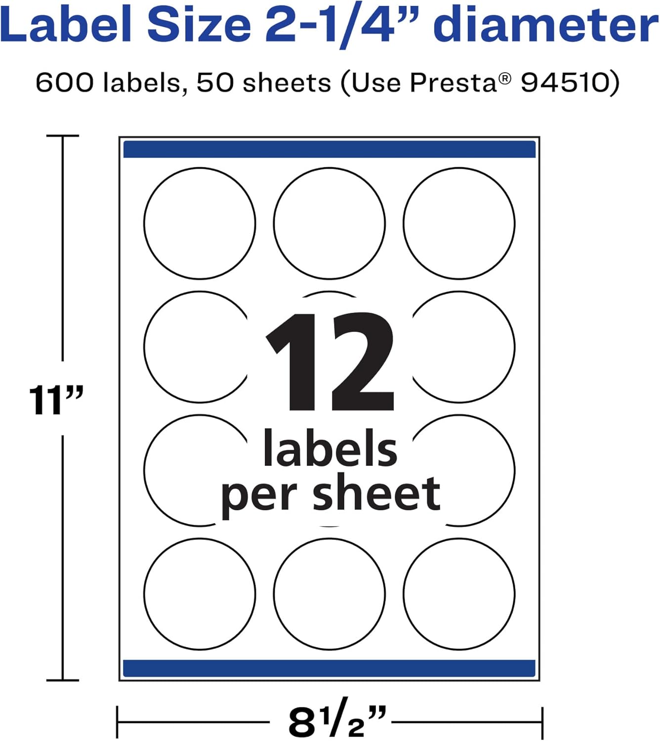 Avery Matte White Round Labels, Sure Feed Technology, 2.25" Diameter