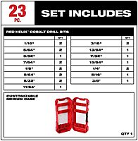 Milwaukee Electric - 23 PC RED Helix Cobalt Twist Drill Bit Set, 135°