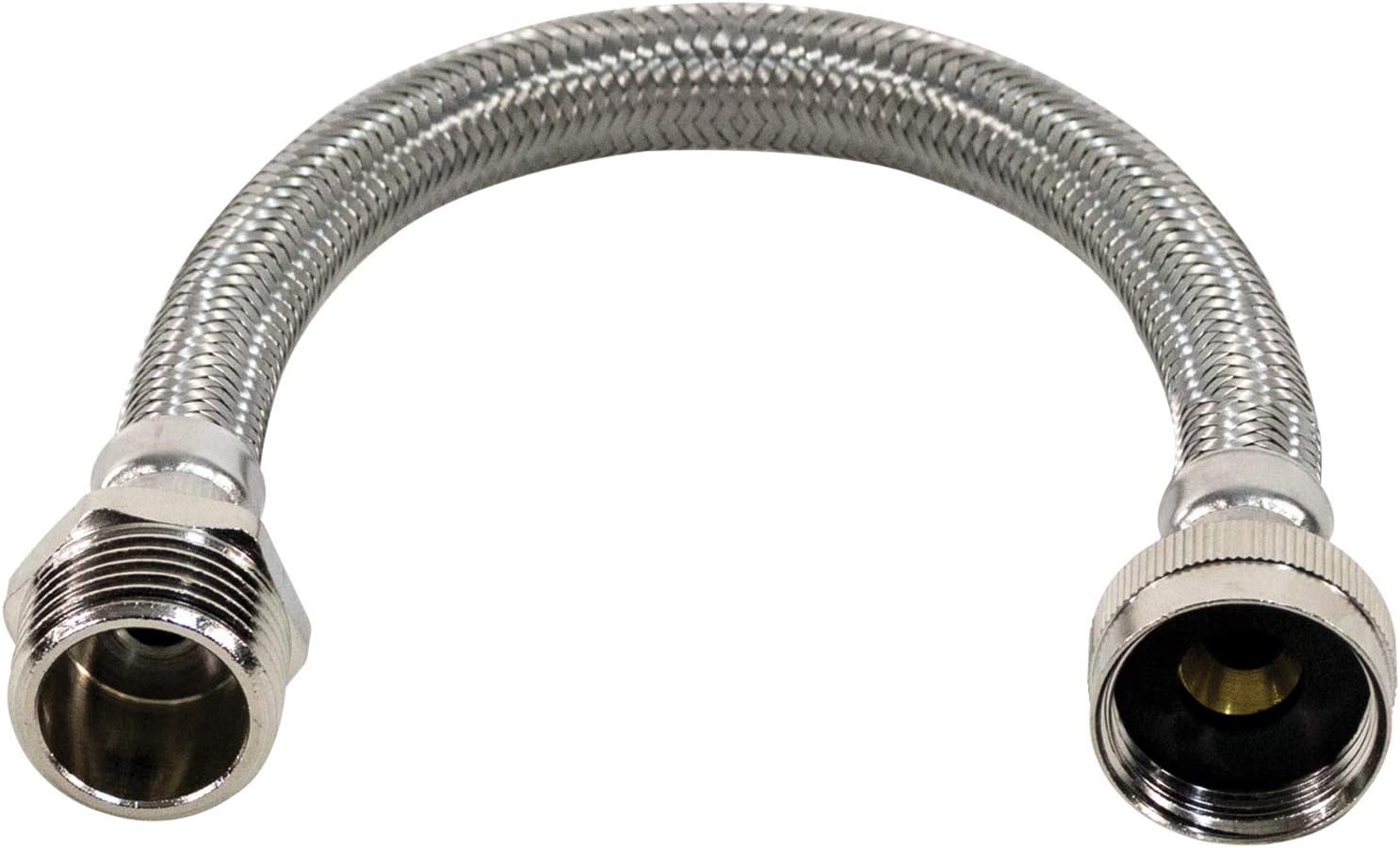 Certified Appliance Accessories Braided Stainless Steel Water-Inlet Hose, Female to Male, 1 ft (12 in) - WI12SSFM