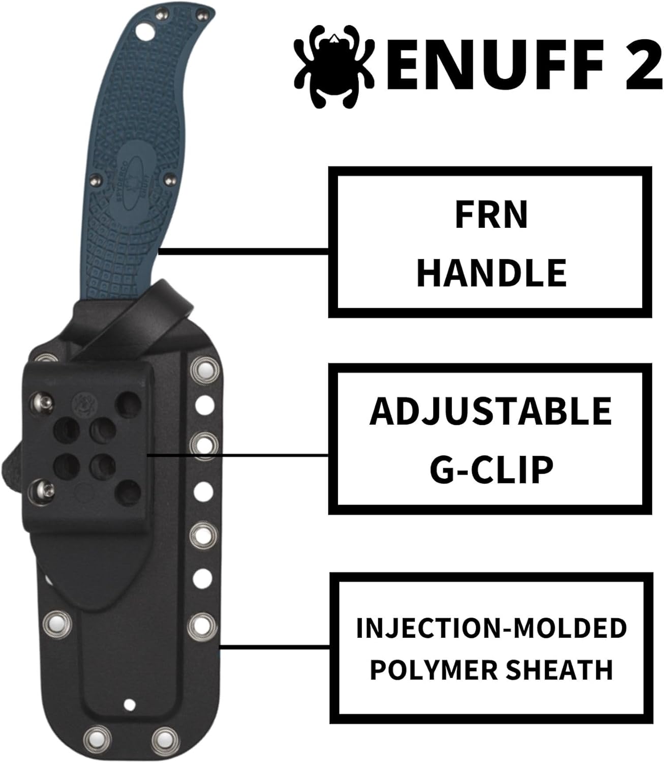 SPYDERCO Enuff 2 Fixed Blade Knife with FRN Handle and Polymer Sheath