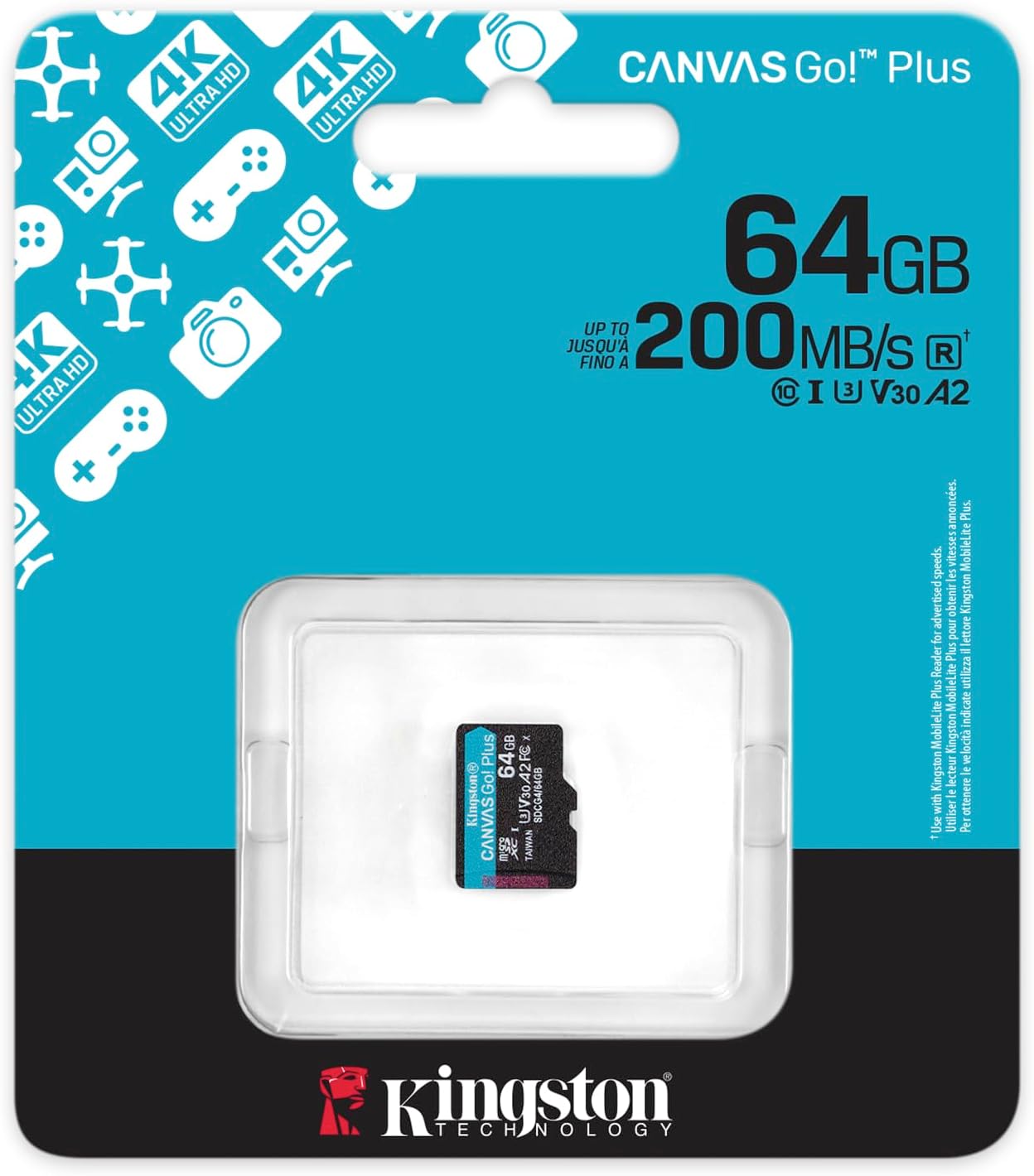 KINGSTON Canvas Go Plus microSDXC Memory Card Gen4 200MB/s A2 U3 V30