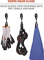 Ergodyne Squids 3420 Swiveling Dual-Clip Glove Holders, 5-1/2 in, Black - Set of 6