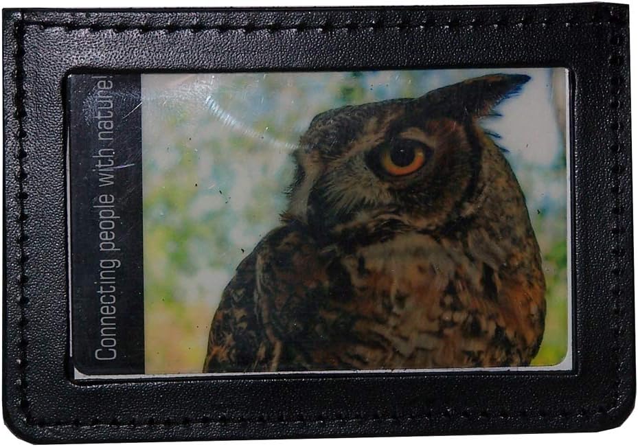 ID Pass Credential Holder with Single Window and Belt Clip with Leather Back Black