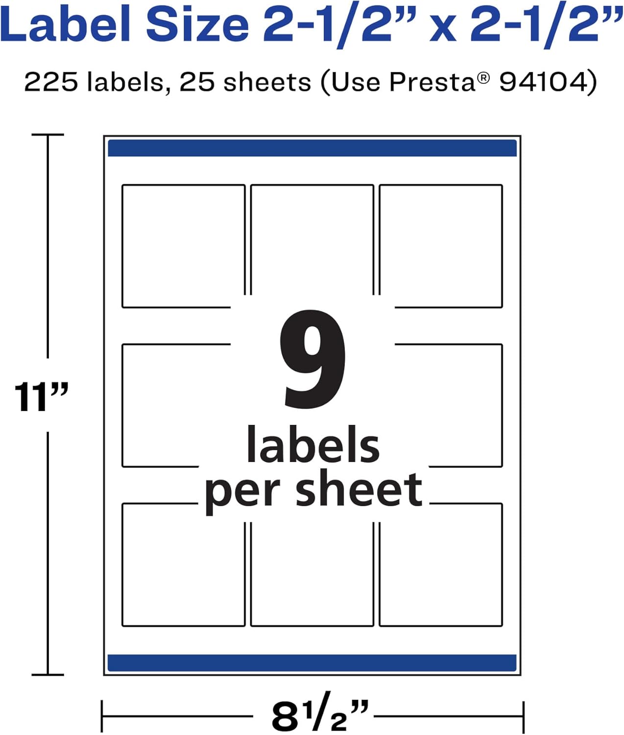 AVERY Durable Waterproof Square Labels, Sure Feed Technology, 2.5 in x 2.5 in