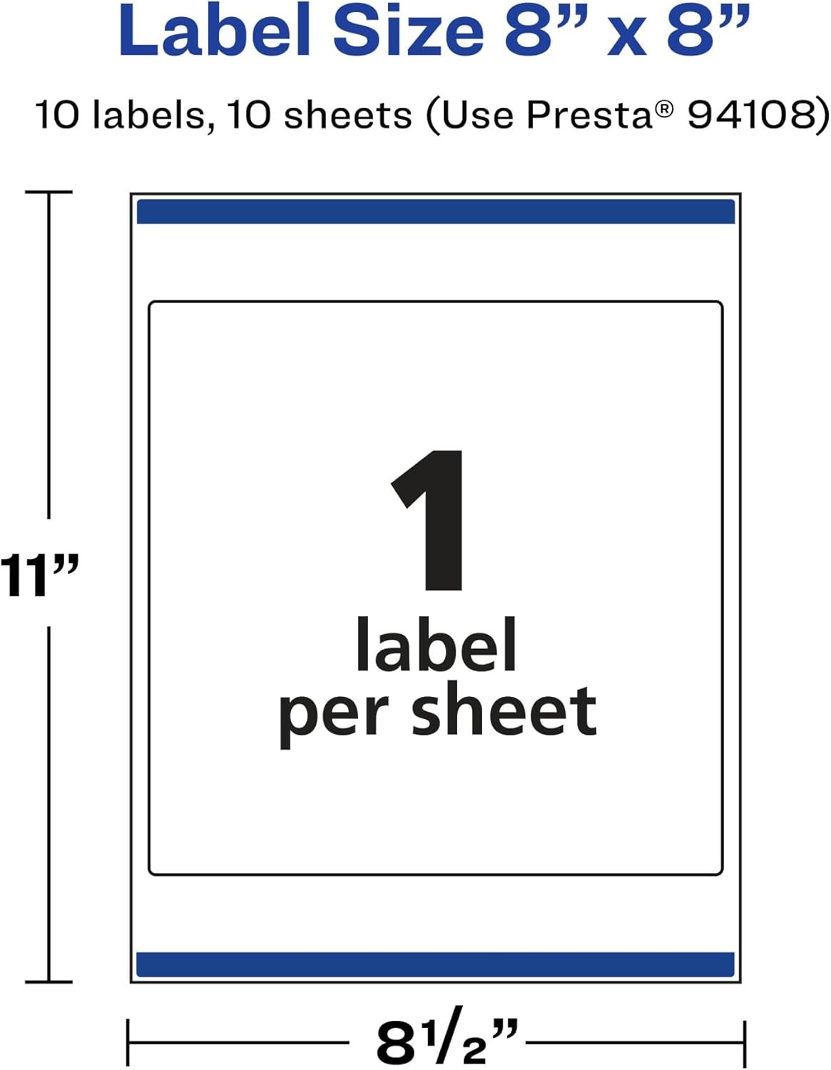 Avery Glossy Clear Square Labels, Sure Feed Technology, 8" x 8", Laser/Inkjet Printable
