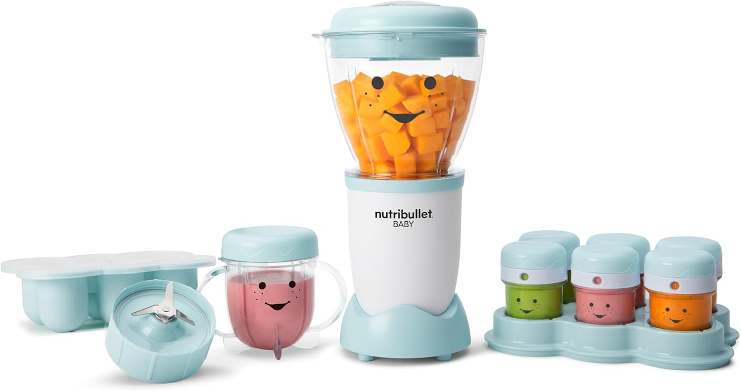 NutriBullet NBY-50100 Baby Complete Food-Making System, 32-Oz, White, Blue, Clear 32-oz.