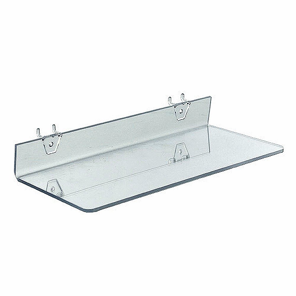Azar Displays 556095 Clear Acrylic Shelf for Pegboard or Slatwall (4 Pack)