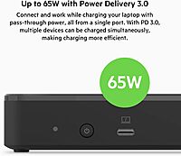 Belkin USB C Docking Station 65W, Type C Hub - Supports Multiple Displays with HDMI 2.0, DisplayPort, USB C Ports, USB A Ports, and Gigabit Ethernet Port - Dual Monitor 4K for Chromebook and More