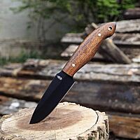 BucknBear Custom Handmade Fixed Blade Tactical Hunting Knife (Burl Wood Handle)