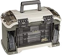 Plano Elite Series Ultimate Angled Tackle System, Graphite & Sandstone, Includes 6 StowAway Utility Boxes