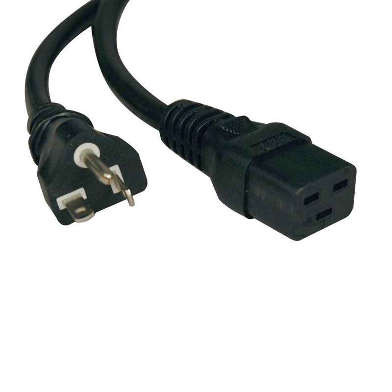 Tripp Lite Heavy Duty Power Cord, 20A, 12AWG (IEC-320-C19 to NEMA 5-20P) 10-ft.(P049-010) , Black