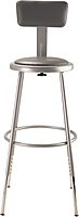 National Public Seating 6424HB Grey Steel Stool with Vinyl Upholstered Seat Adjustable and Backrest, 25"-33"