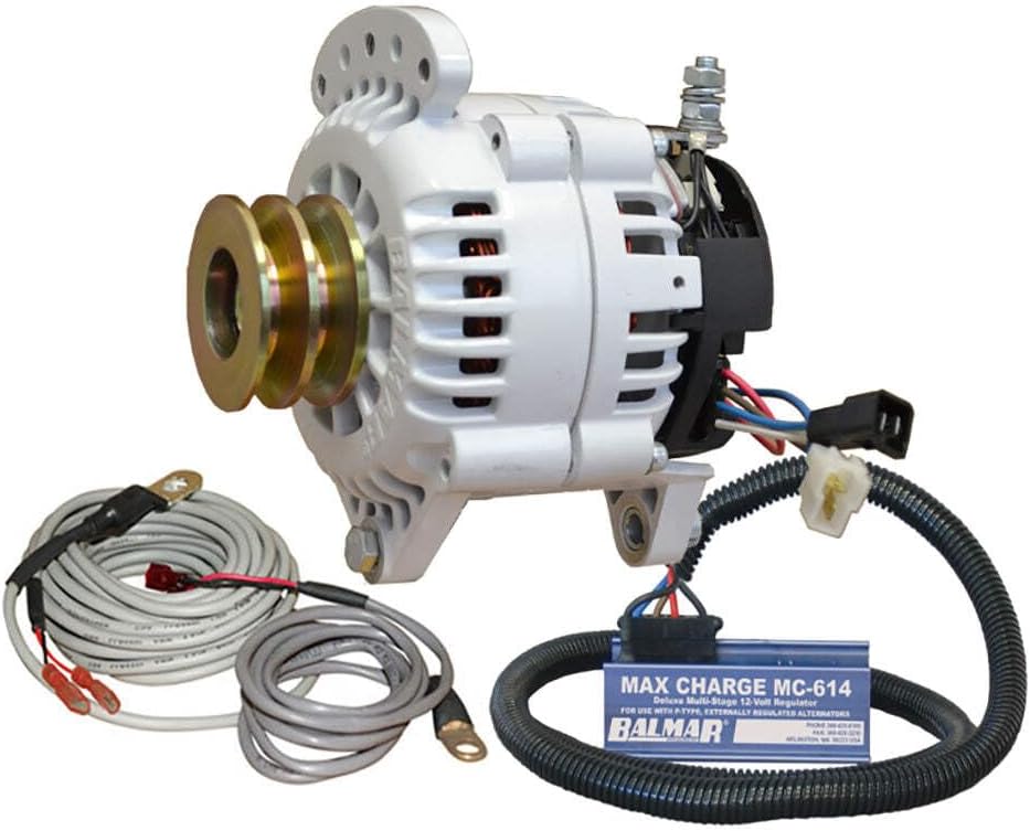 Balmar Alternator 120 AMP Kit 12V 3.15" Dual Foot Saddle Dual Vee Pulley Regulator & Temp Sensor