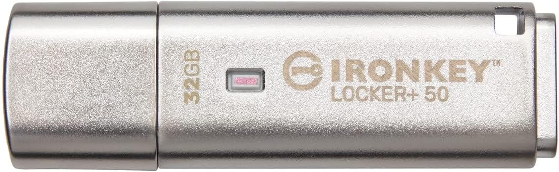 Kingston IronKey Locker+ 50 32GB Encrypted USB Flash Drive | USB 3.2 Gen 1 | XTS-AES Protection | Multi-Password Security