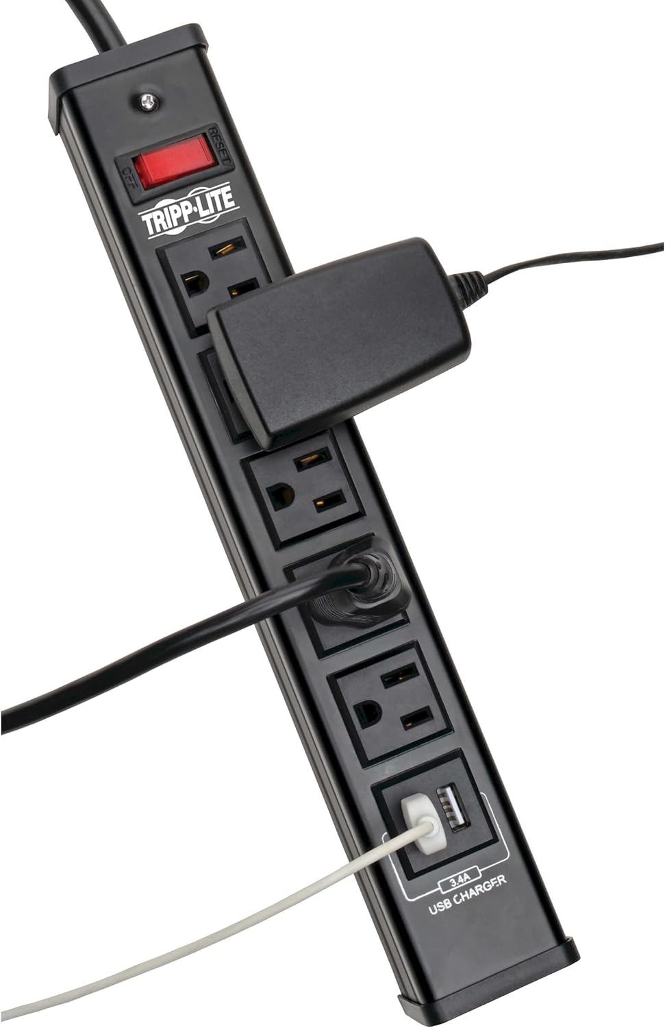 Tripp Lite 5 Outlet Surge Protector Power Strip, 6ft Cord, 450 Joules, 2 USB Charging Ports, Led