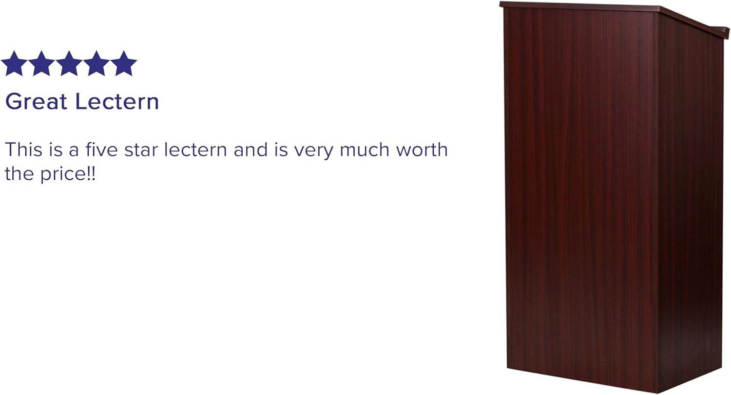Flash Furniture Stand-Up Wood Lectern, 45-3/4inH x 23inW x 15inD, Mahogany