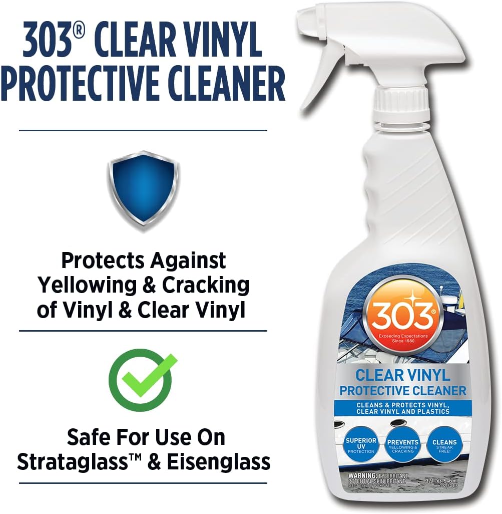 303 Products Marine Clear Protective Cleaner - Cleans and Protects Vinyl and Plastics, Provides Superior UV Protection
