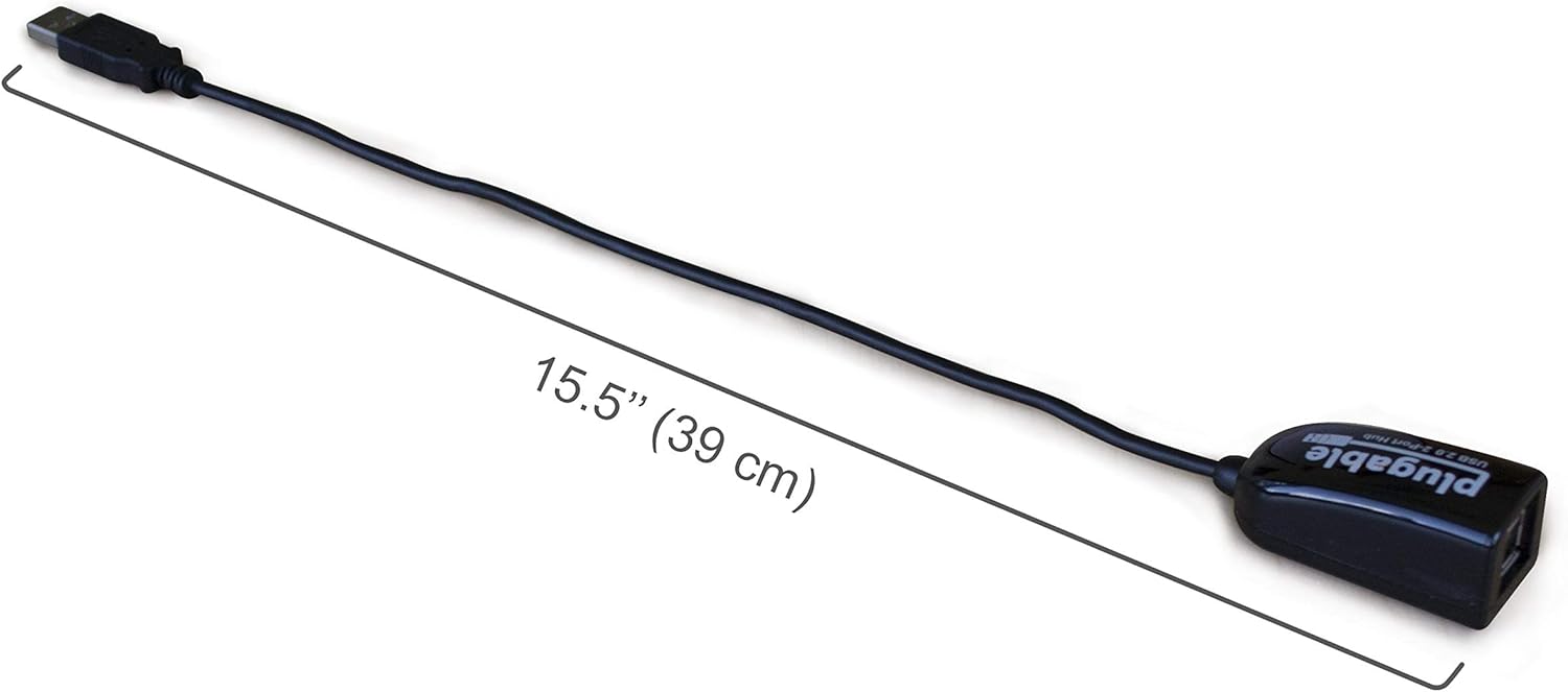 Plugable 2-in-1 USB Splitter with Dual USB 2.0 Ports, Compatible with Windows, Linux, macOS, Chrome OS