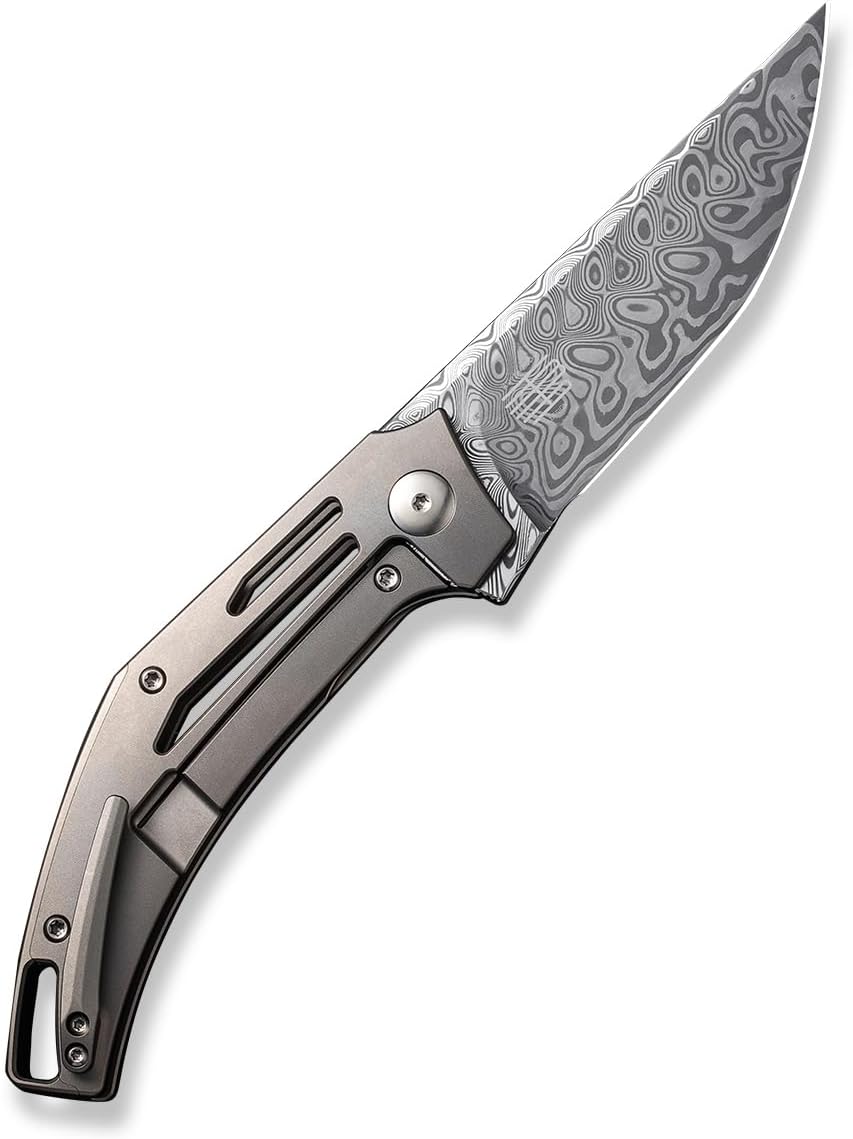 WE Knives Speedliner 22045C-DS1 Frame Lock Gray Titanium Hakkapella Damasteel Pocket Knife