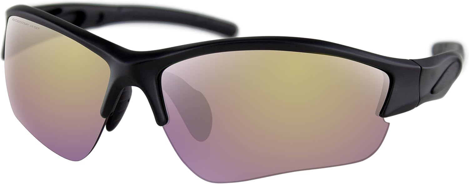 Bobster 26-5248 Rapid Sunglasses Matte Black W/Purple Hd/Yellow Mirror