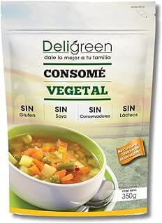 DELIGREEN | Consomé Vegetal Natural 350 g | Sazonador en Polvo Hecho a base de Verduras Deshidratadas, Cúrcuma y Levadura Nutricional | SIN conservadores SIN Glutamato monosódico SIN Gluten