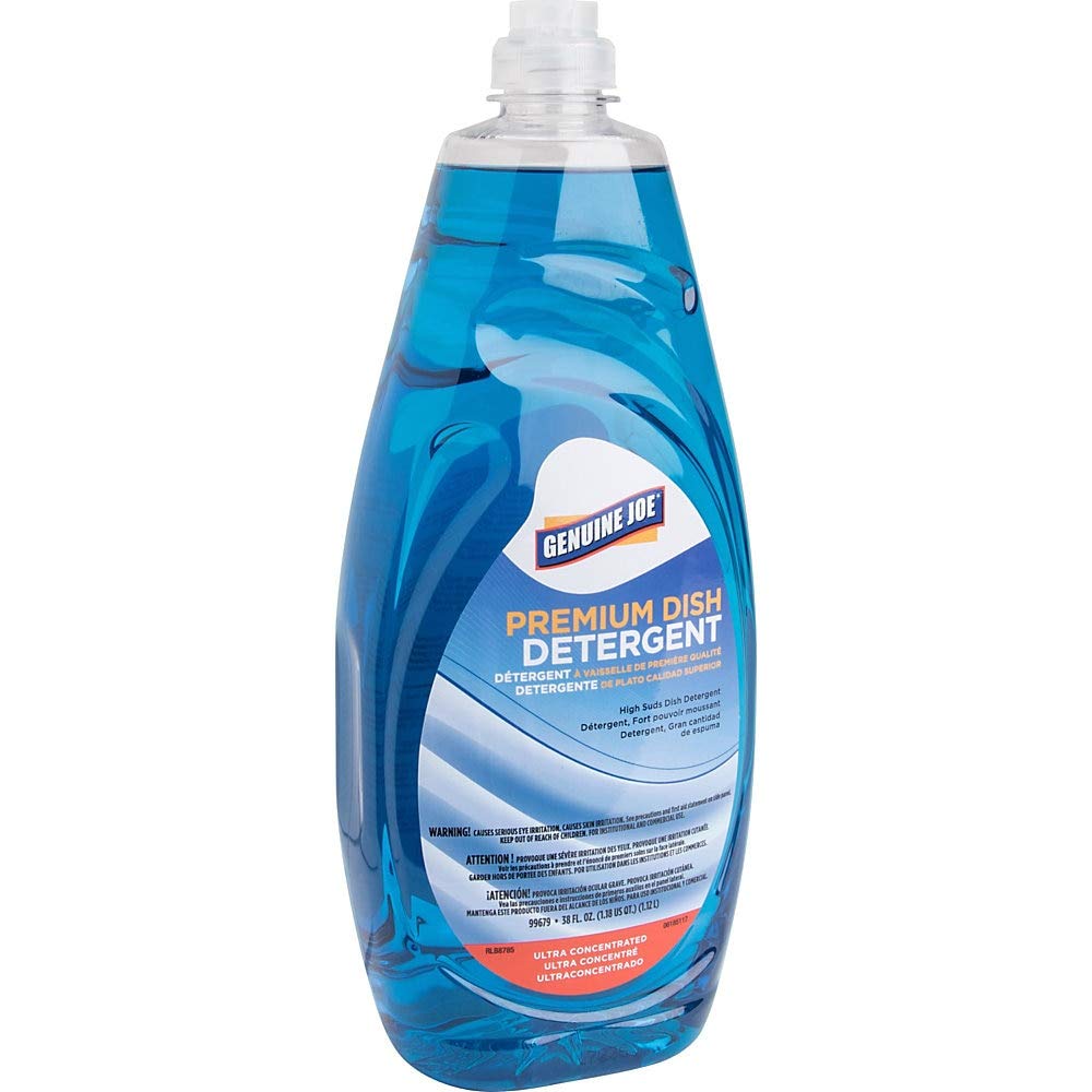 Genuine Joe Premium Dish Detergent - For Dish - Concentrate - 38 fl oz (1.2 quart) - Recommended For: Grease Remover