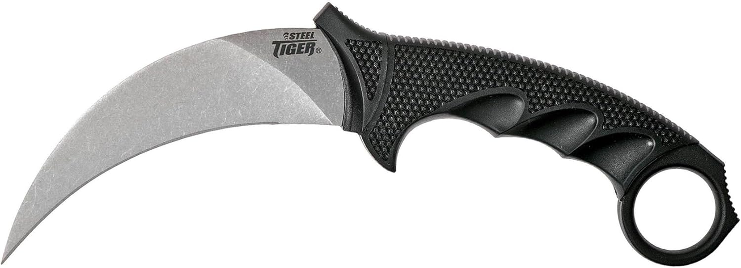 Cold Steel Steel Tiger 4.75'' Japanese Aus8A Stainless Steel W/ Stonewashed Finish Karambit Shape Fixed Blade Tactical
