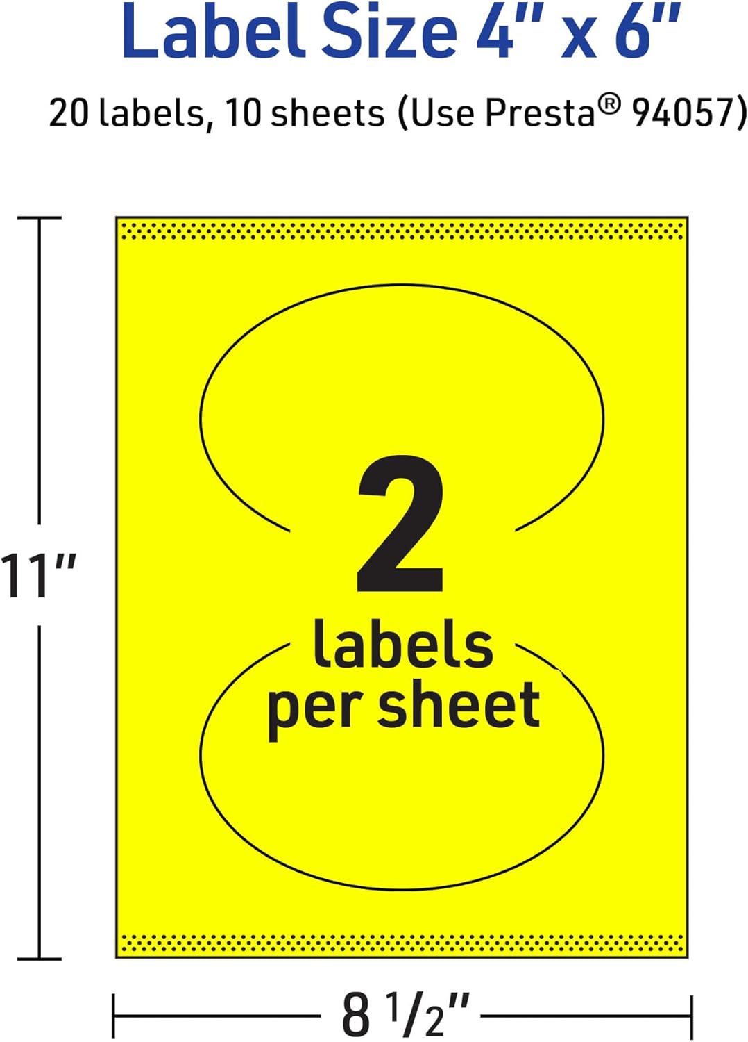 Avery Printable Oval Labels, Sure Feed Technology, 4" x 6", Neon Yellow Labels, Print-to-The-Edge, Laser/Inkjet Printable